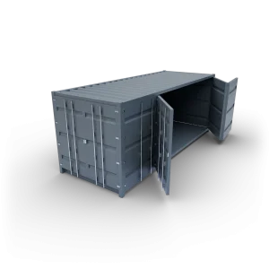 Atypický lodný kontajner s plne otvárateľnou bočnou stenou (open side)